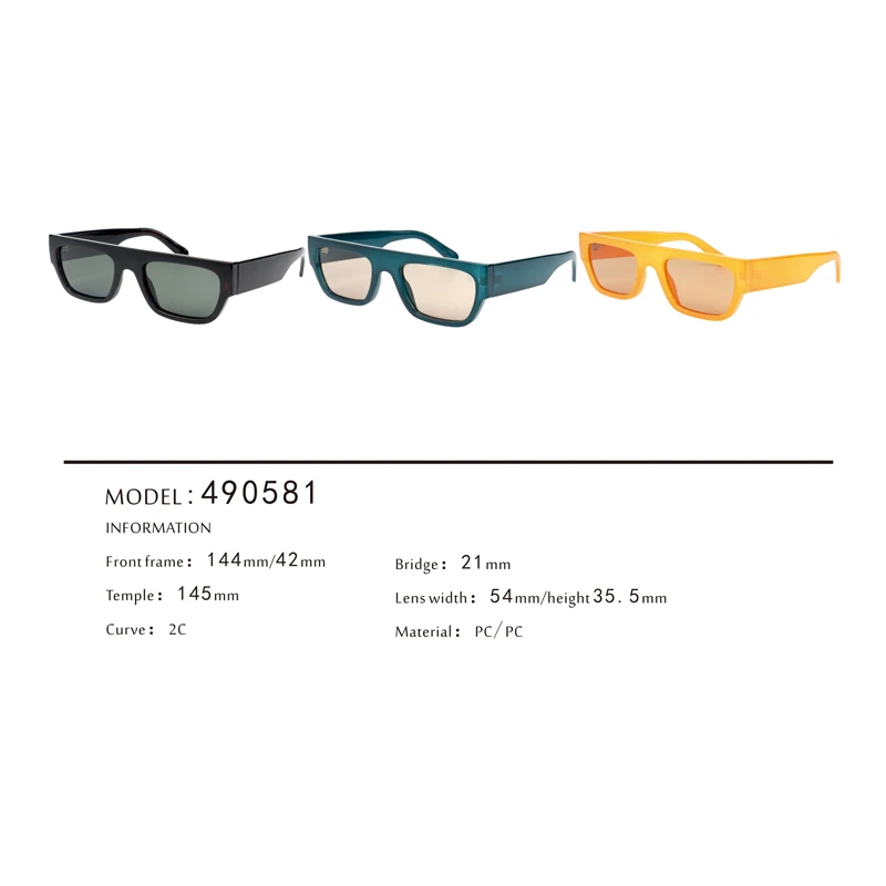 2 Unisex Retro Rectangle Straight TOP Sunglasses 490581